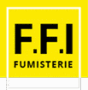 Logo F.F.I Fumisterie sur fond jaune. Le texte noir indique F.F.I. en grand et FUMISTERIE, spécialiste des conduits de cheminée.