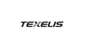 Texelis Logo Officiel | Design de marque stylisé Logo stylisé Texelis en caractères audacieux noirs. La partie centrale (le 'X') est soulignée par un effet gris métallisé.